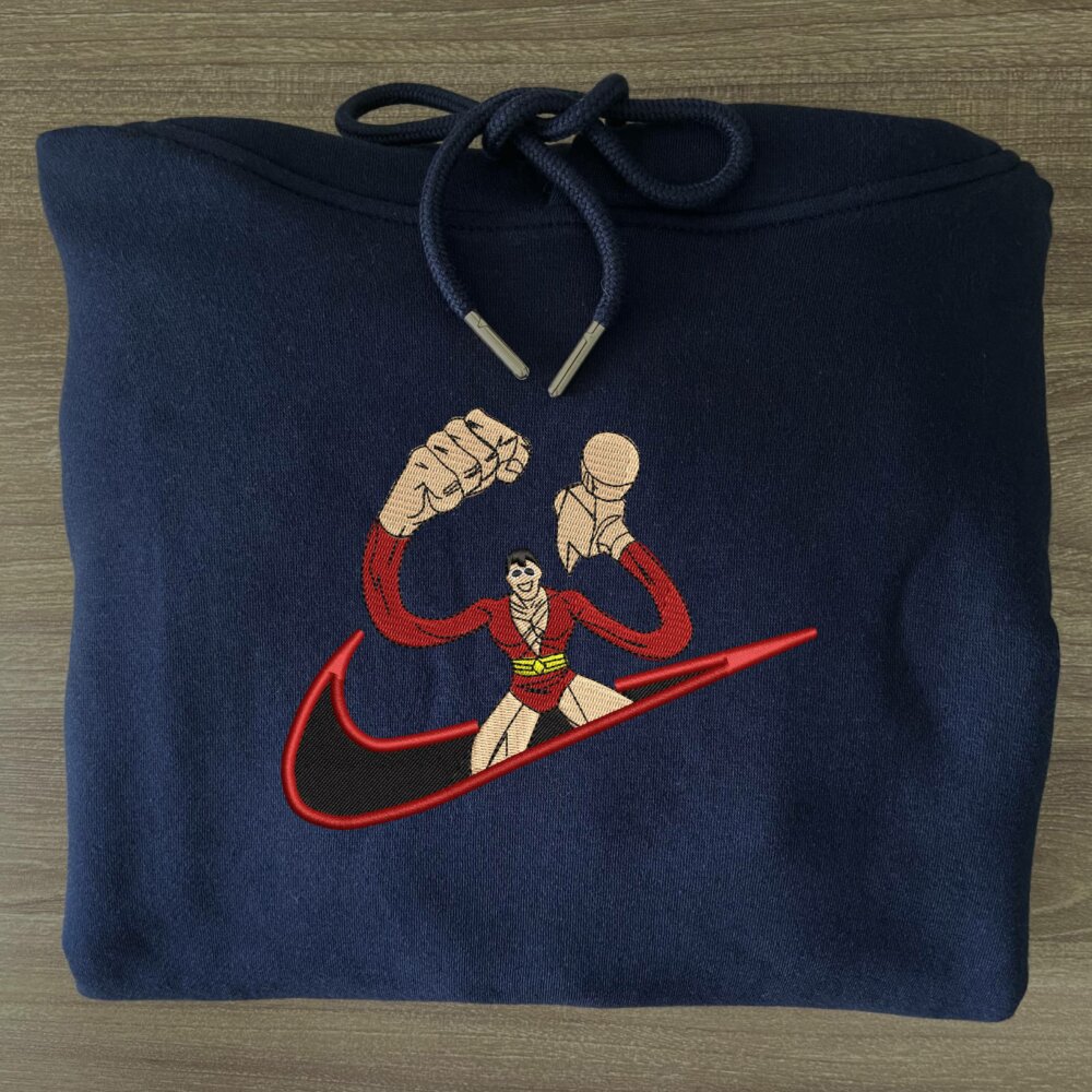 Plastic Man Embroidered Hoodie Navy (3)