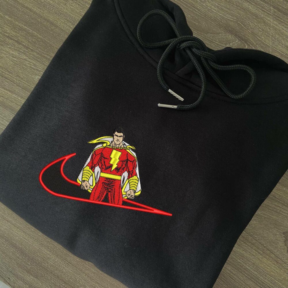 Shazam Embroidered Hoodie Black (4)