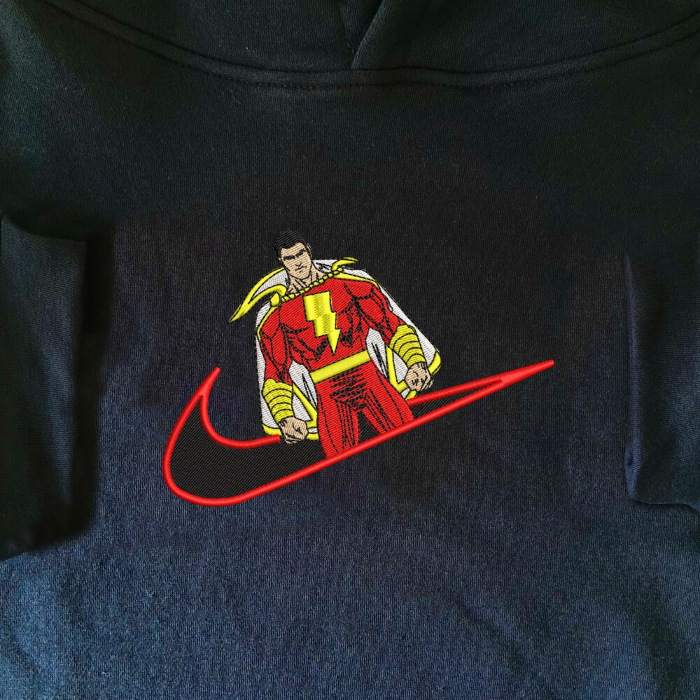 Shazam Embroidered Hoodie Navy (1)