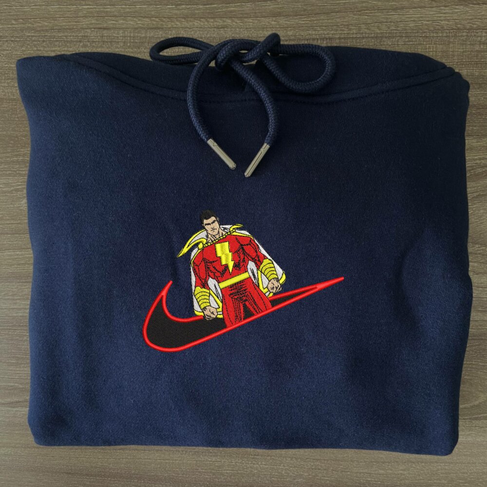 Shazam Embroidered Hoodie Navy (3)