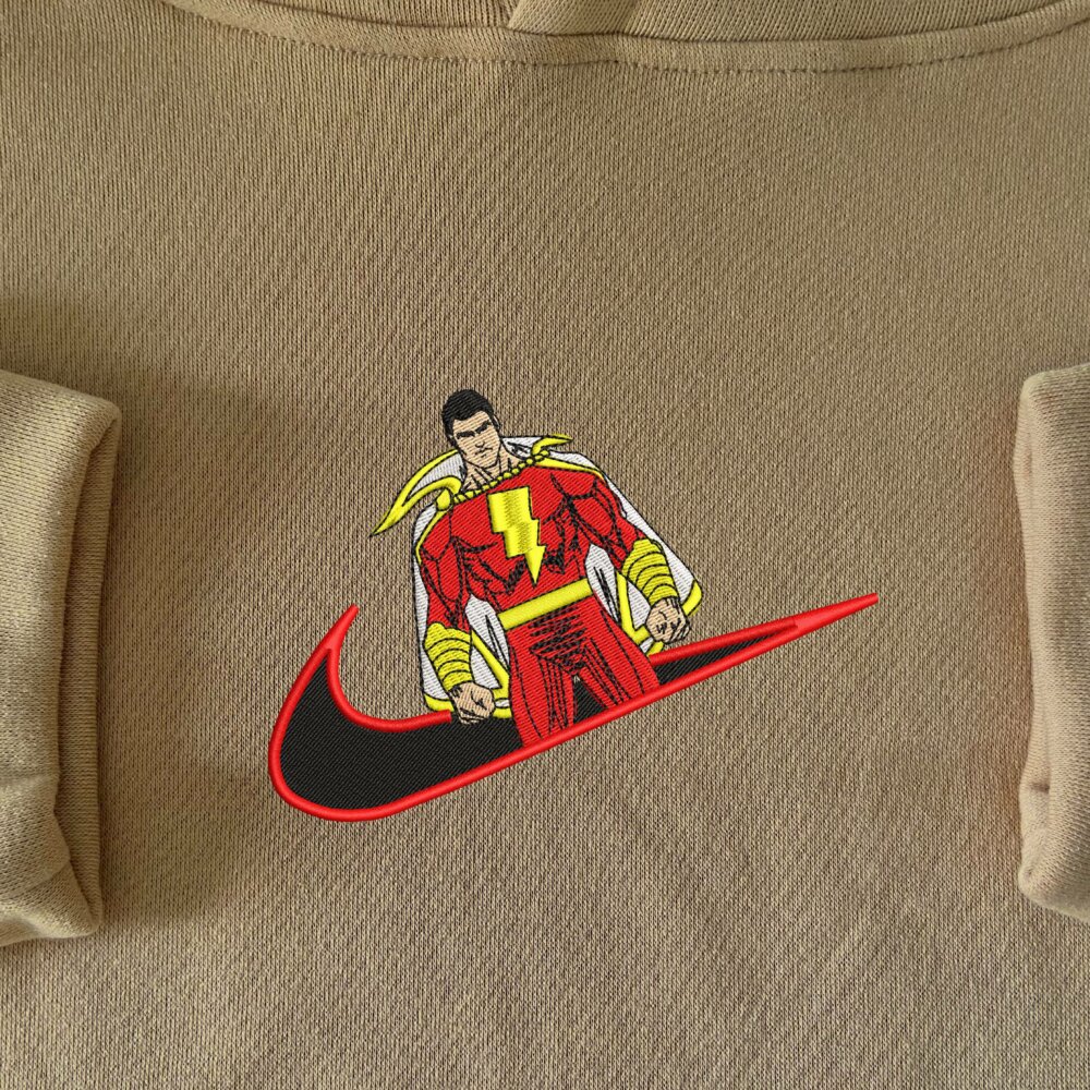 Shazam Embroidered T shirt Hoodie Sand (1)