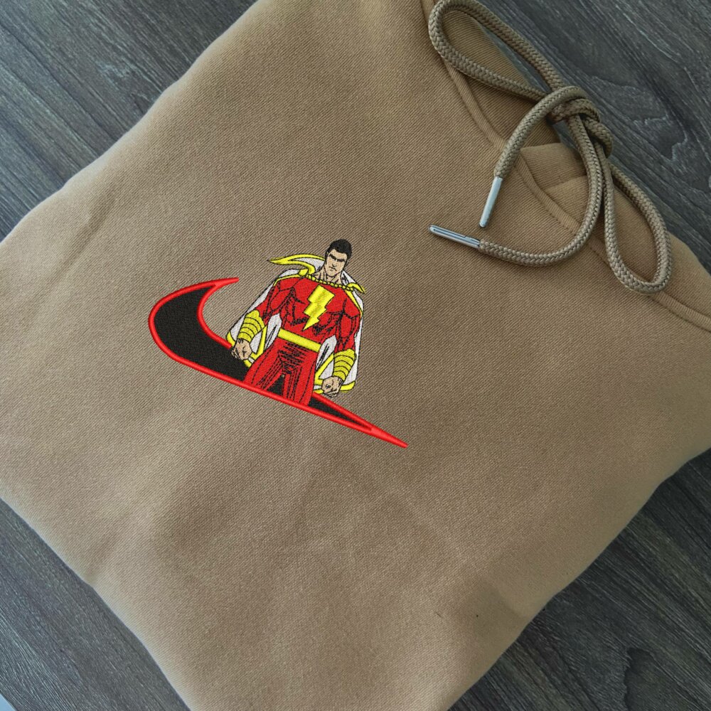Shazam Embroidered T shirt Hoodie Sand (2)