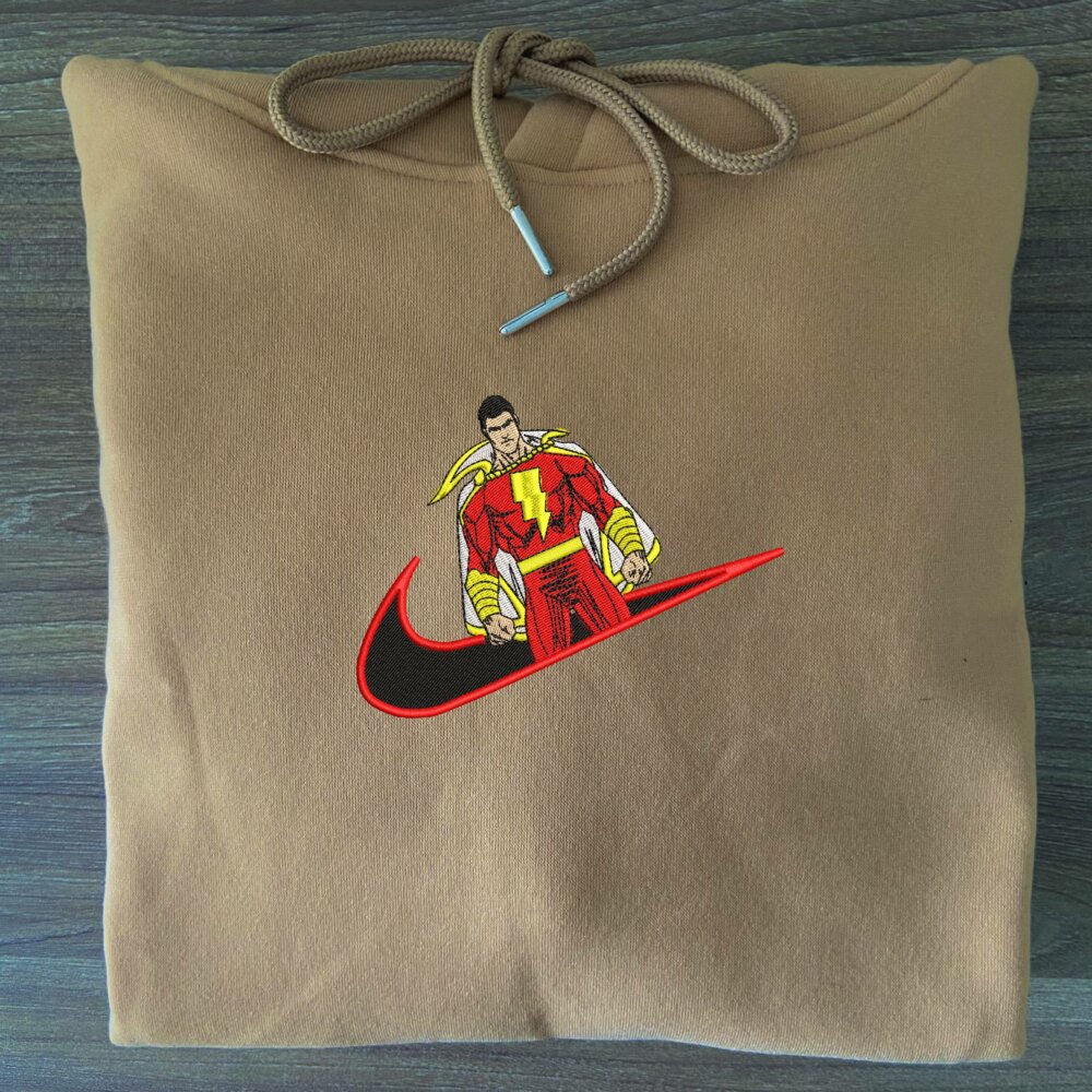 Shazam Embroidered T shirt Hoodie Sand (3)