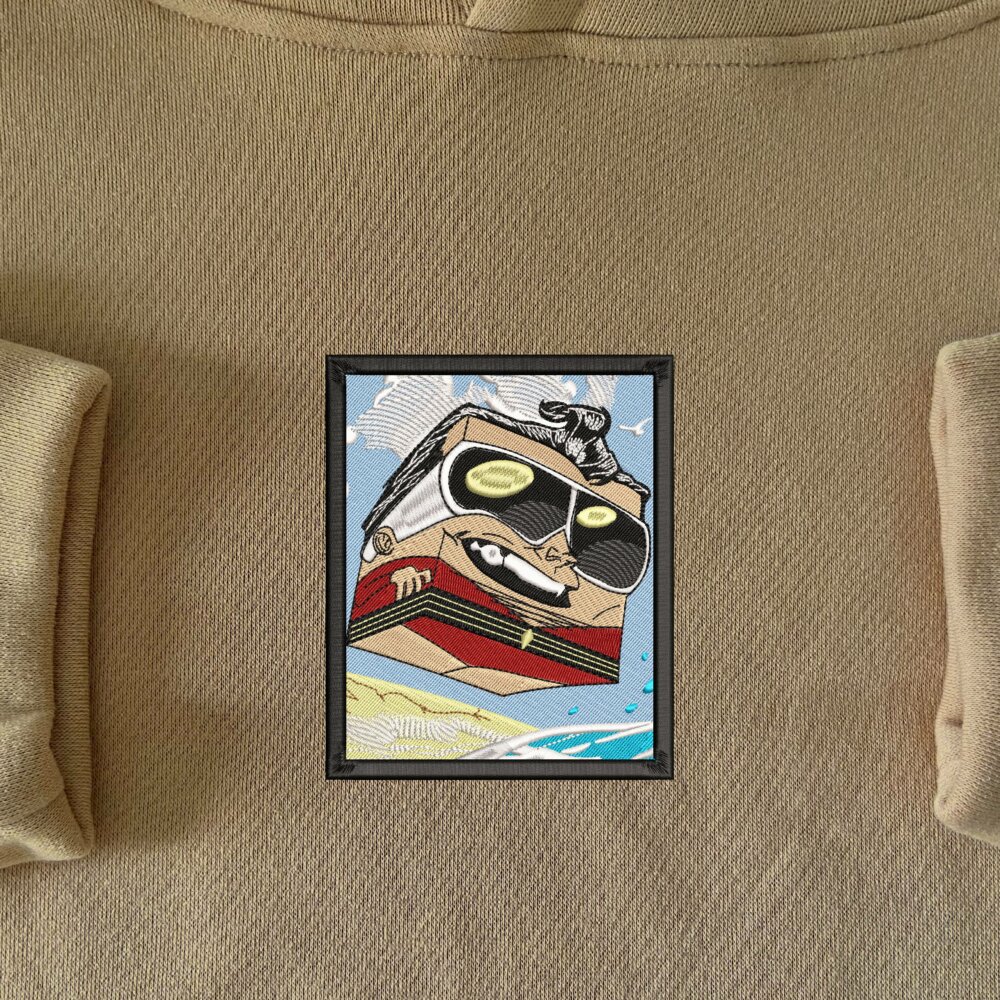 Stretchy Trickster Art Embroidered Hoodie Sand (1)