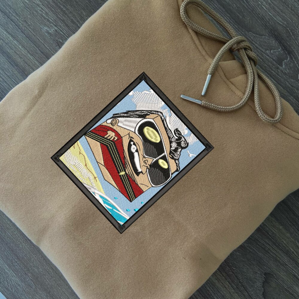 Stretchy Trickster Art Embroidered Hoodie Sand (2)