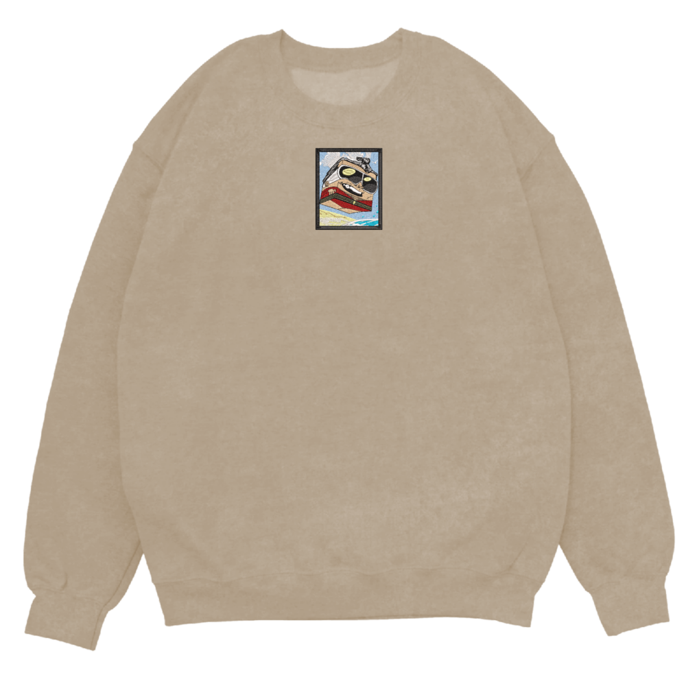 Stretchy Trickster Art Embroidered Sweatshirt Sand