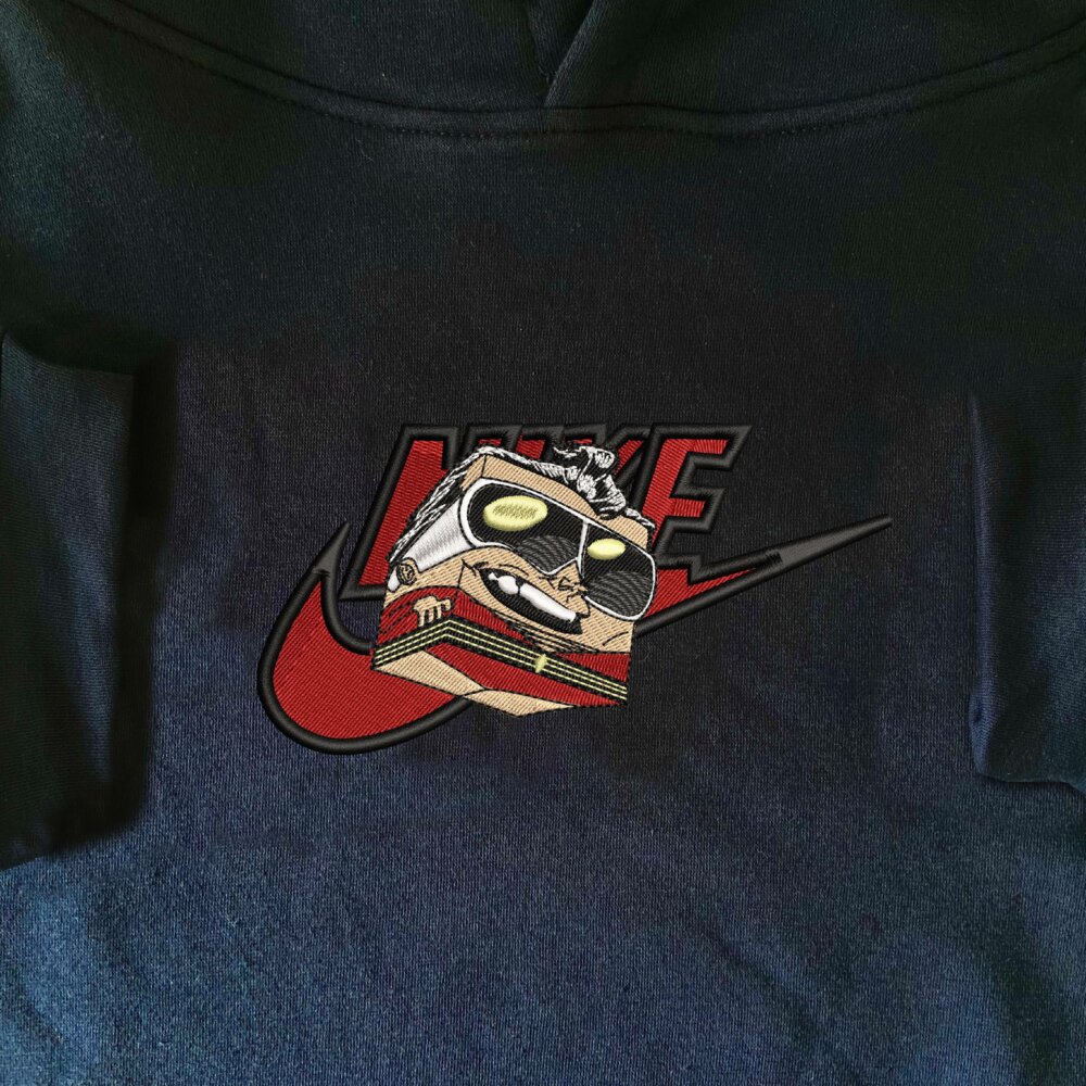 Stretchy Trickster Embroidered Hoodie Navy (1)