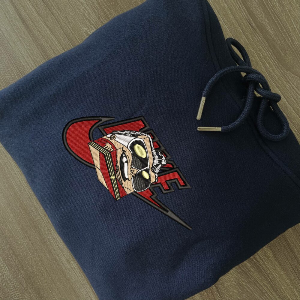 Stretchy Trickster Embroidered Hoodie Navy (2)