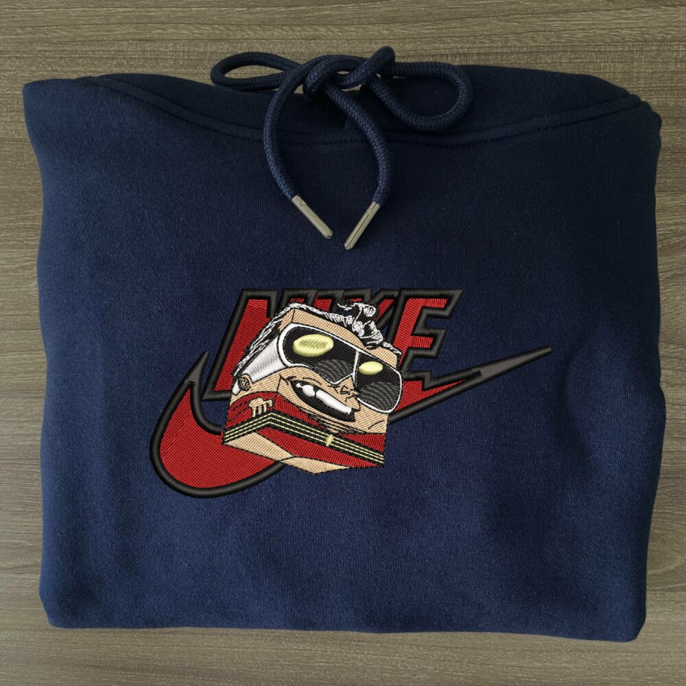 Stretchy Trickster Embroidered Hoodie Navy (3)