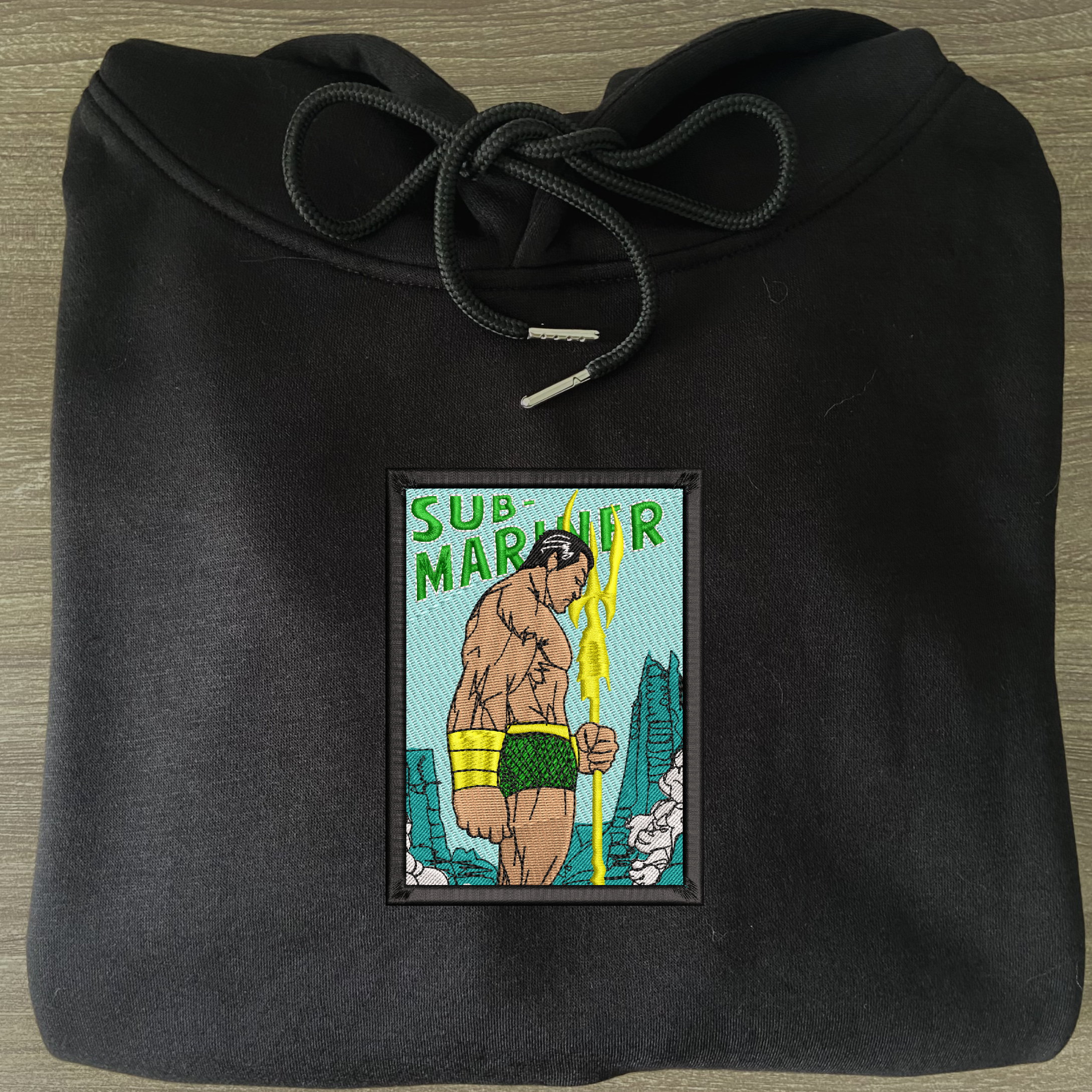 Sub-Mariner Art Embroidered Hoodie 4 Sub Mariner Art Embroidered Hoodie Black (3)