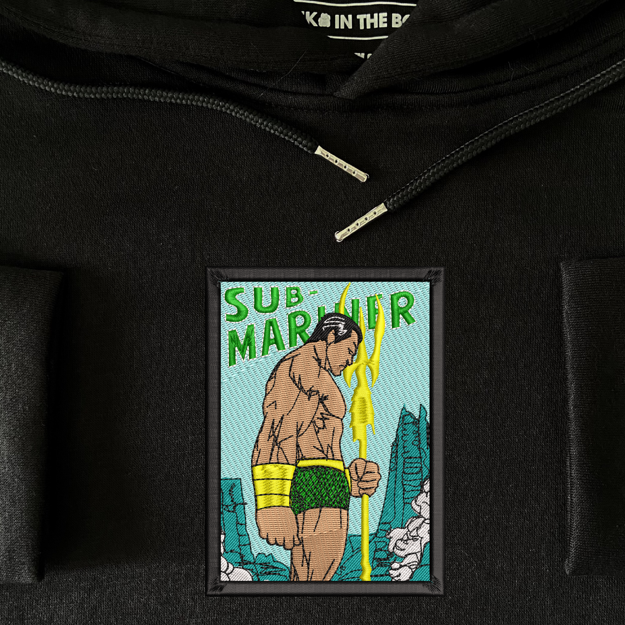 Sub-Mariner Art Embroidered Hoodie 1 Sub Mariner Art Embroidered Hoodie Black (4)