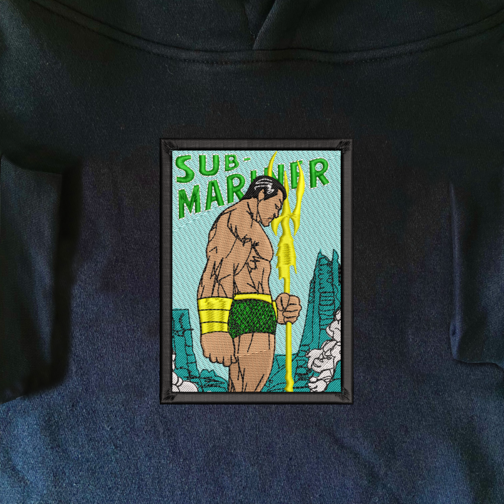 Sub-Mariner Art Embroidered Hoodie 16 Sub Mariner Art Embroidered Hoodie Navy (1)