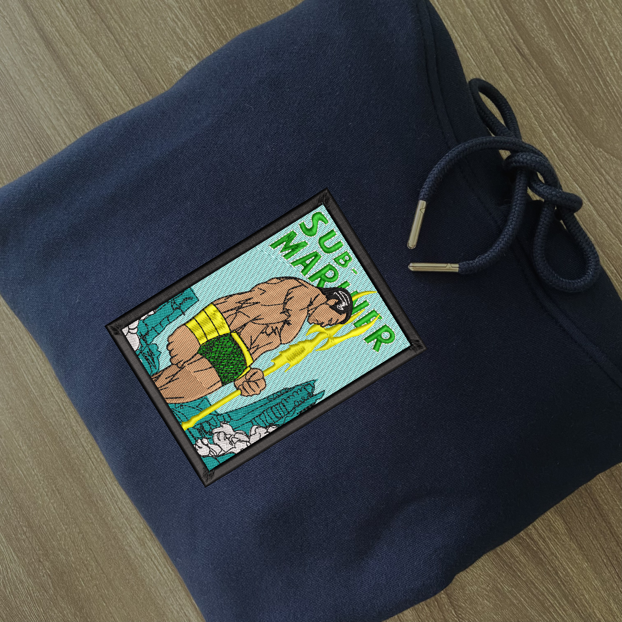 Sub-Mariner Art Embroidered Hoodie 5 Sub Mariner Art Embroidered Hoodie Navy (2)