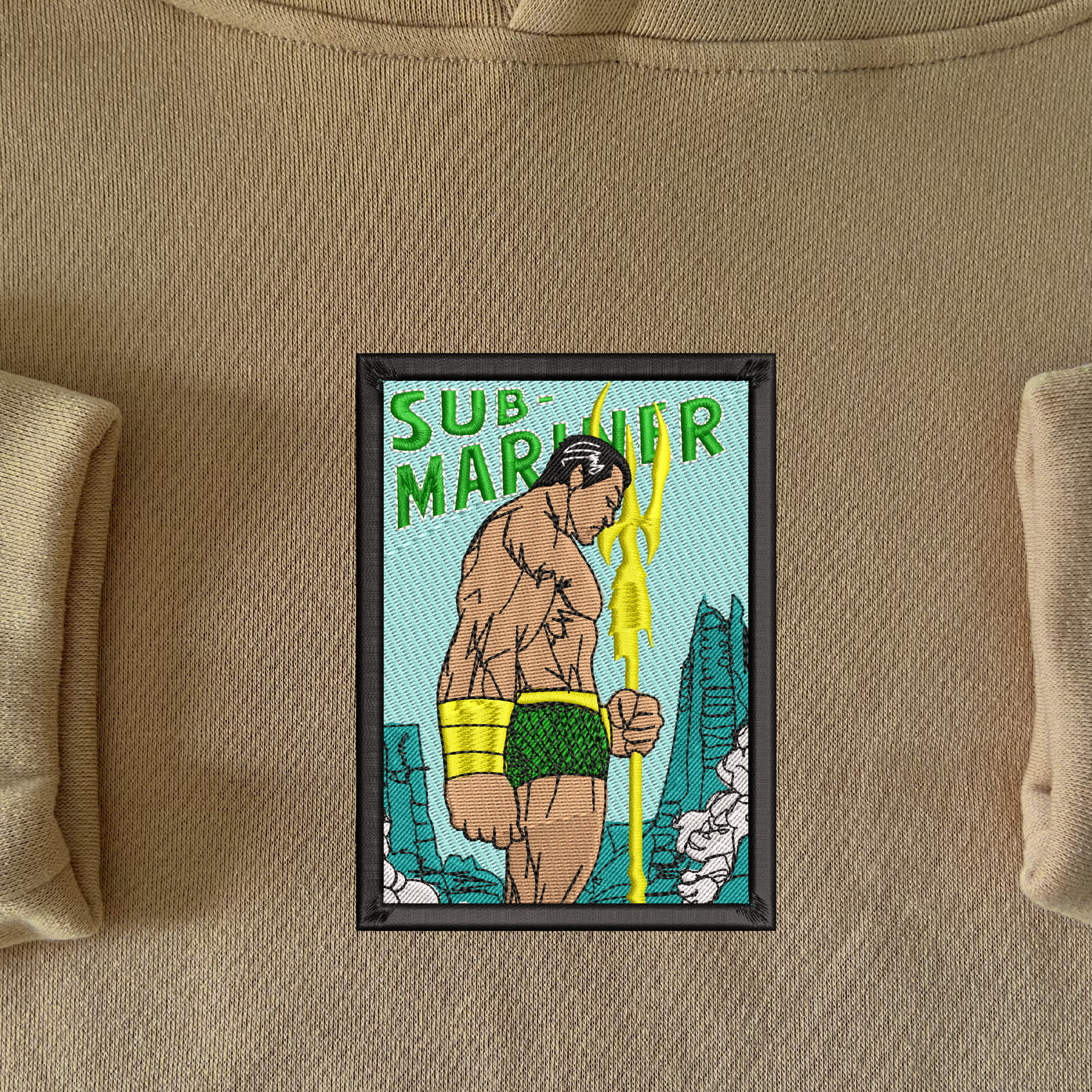 Sub-Mariner Art Embroidered Hoodie 8 Sub Mariner Art Embroidered Hoodie Sand (1)