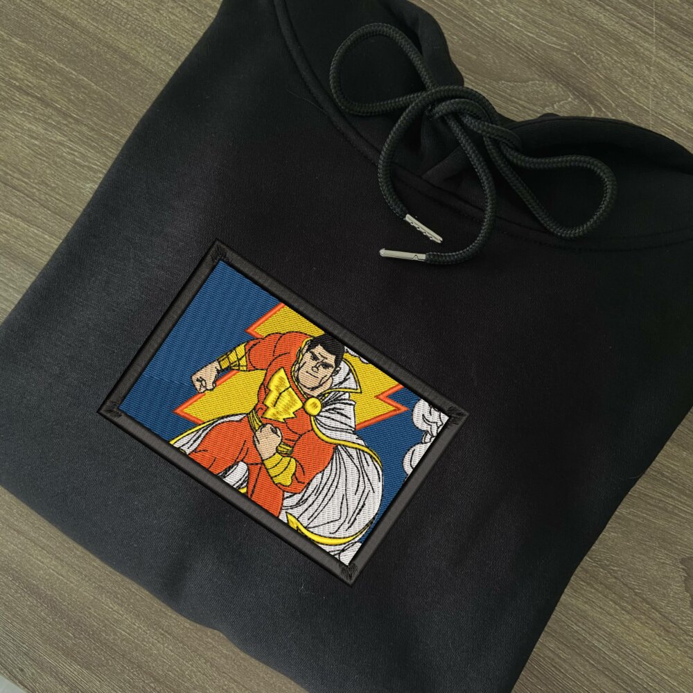 Thunder Hero Art Embroidered Hoodie Black (2)