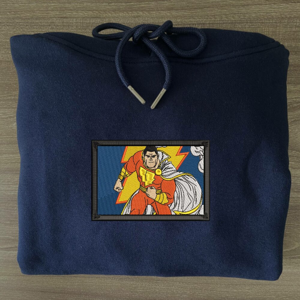 Thunder Hero Art Embroidered Hoodie Navy (3)