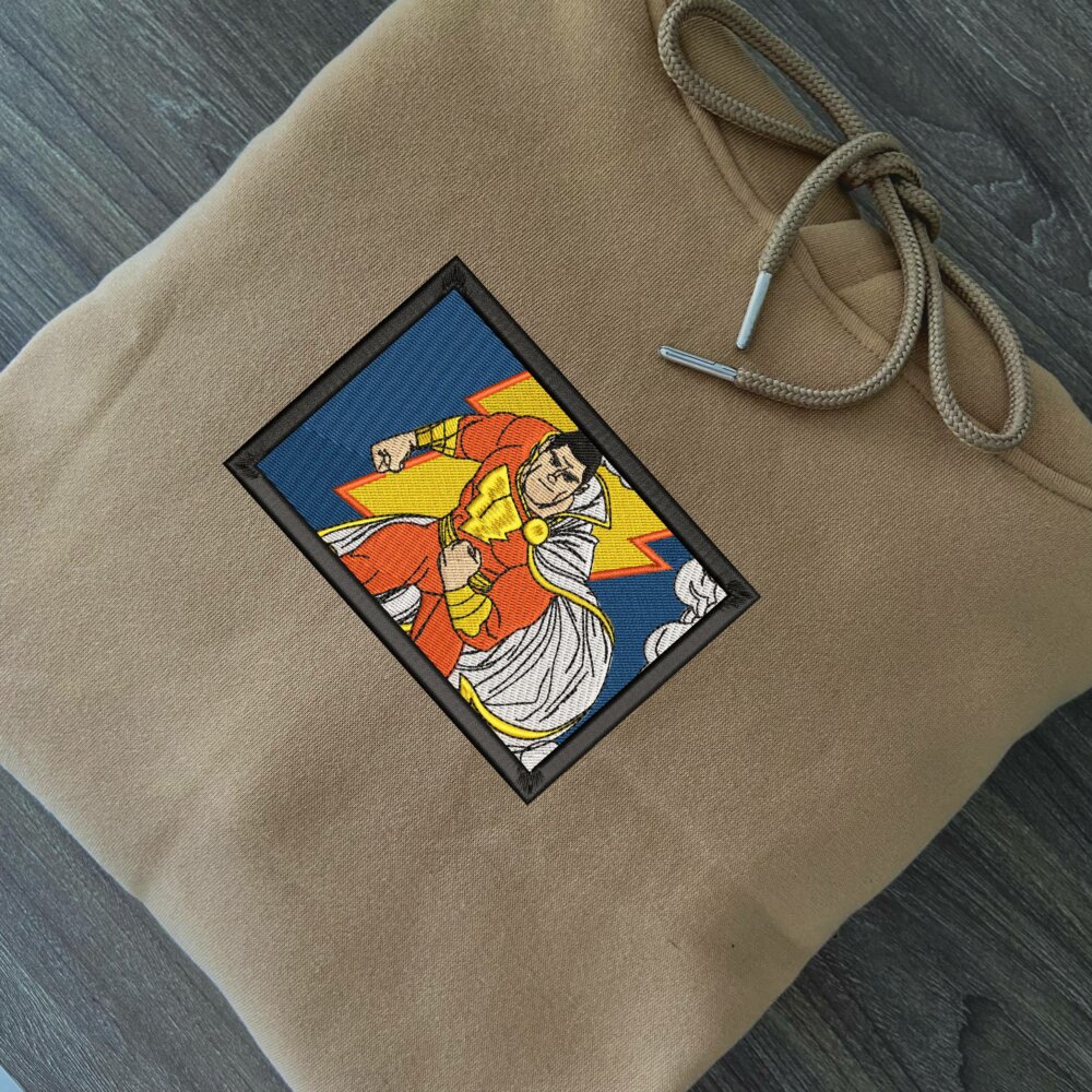 Thunder Hero Art Embroidered Hoodie Sand (2)