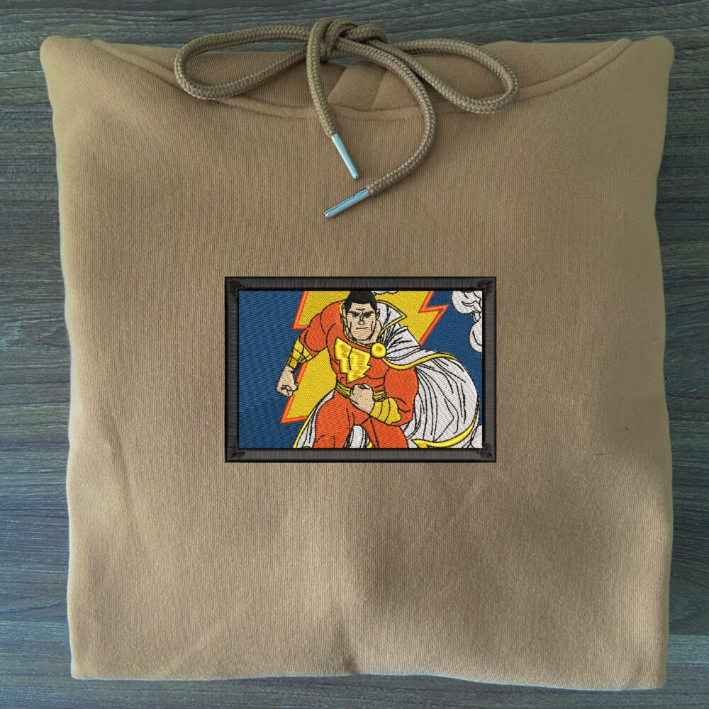 Thunder Hero Art Embroidered Hoodie Sand (3)