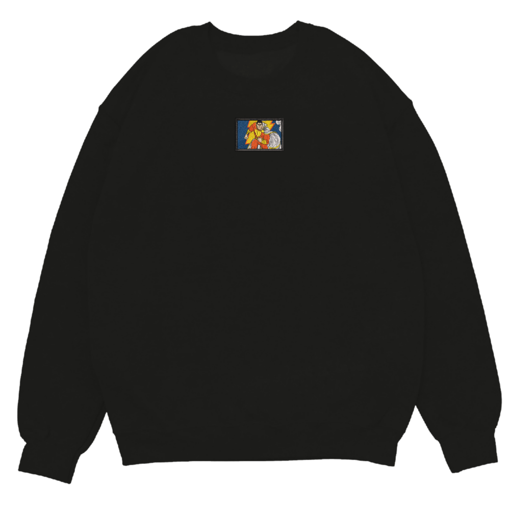 Thunder Hero Art Embroidered Sweatshirt Black