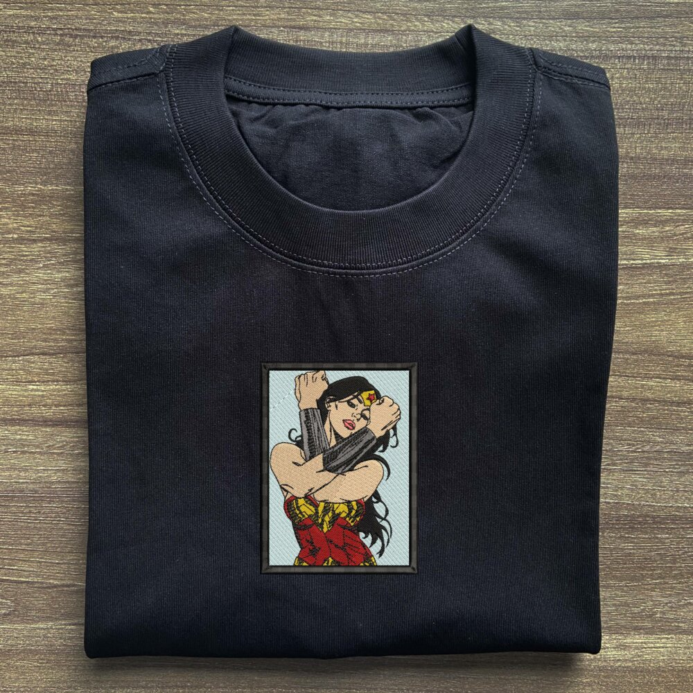 Wonder Woman Art Embroidered T shirt (2)
