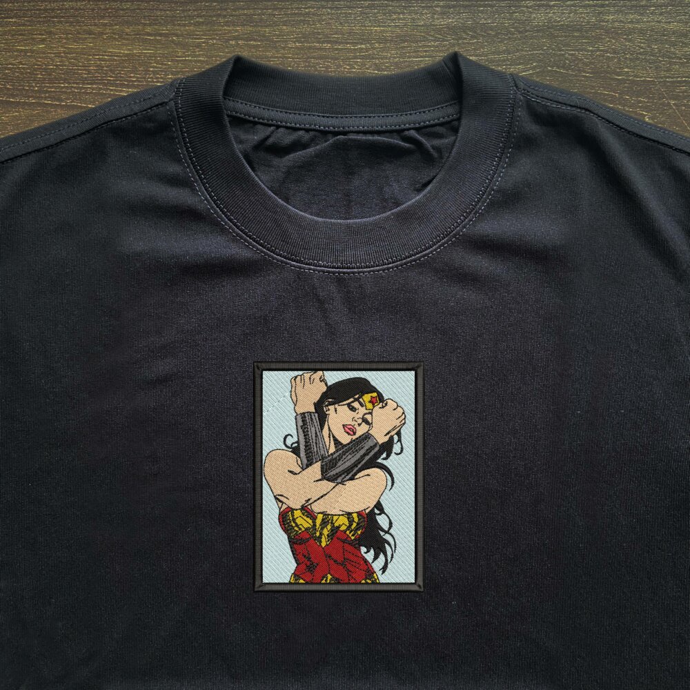 Wonder Woman Art Embroidered T shirt (3)