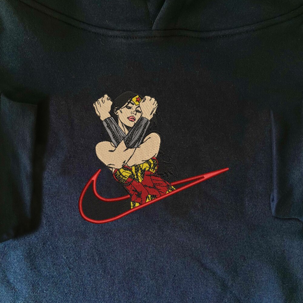 Wonder Woman Embroidered Hoodie Navy (1)