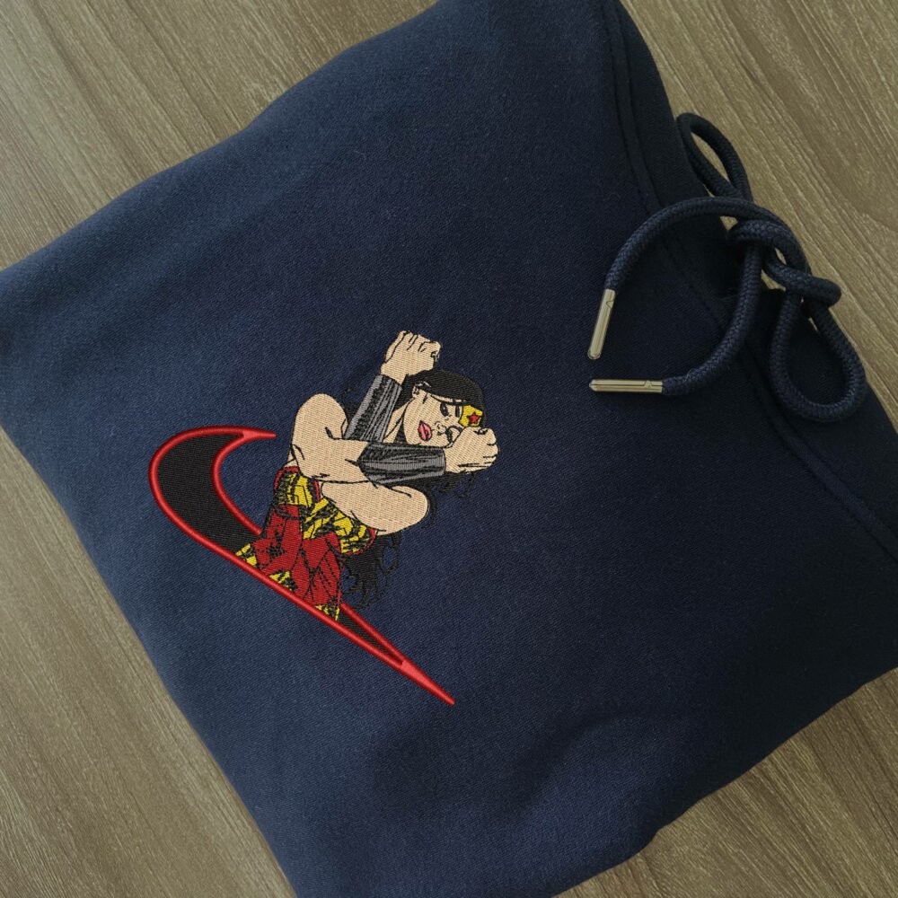 Wonder Woman Embroidered Hoodie Navy (2)