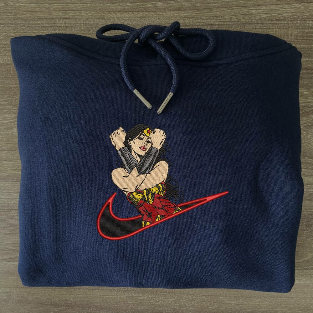 Wonder Woman Embroidered Hoodie Navy (3)