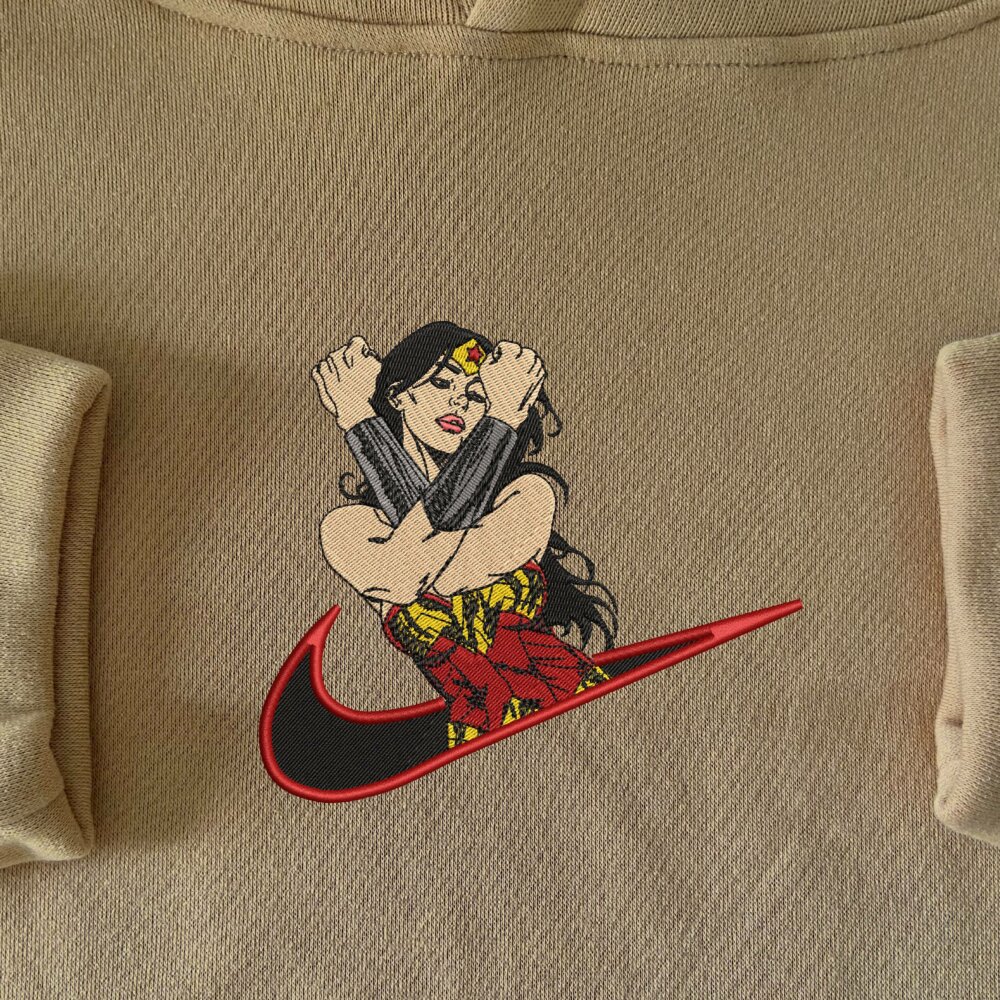 Wonder Woman Embroidered Hoodie Sand (1)