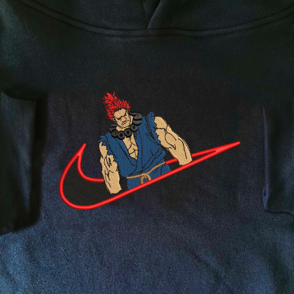 Akuma Embroidered Hoodie Navy (1)