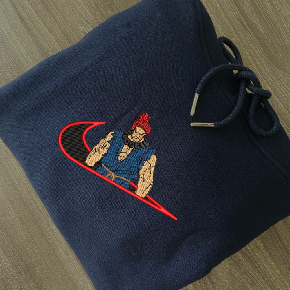 Akuma Embroidered Hoodie Navy (2)