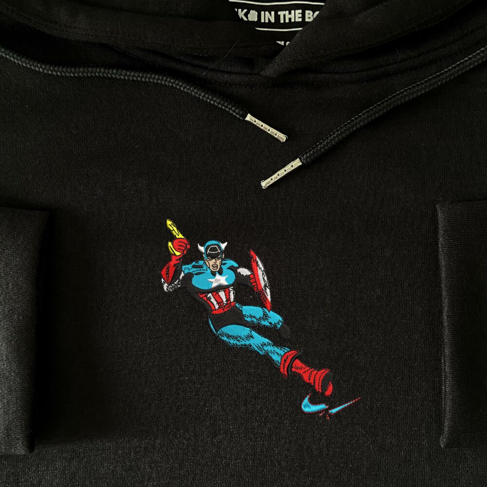 Golden Age Captain America Embroidered Hoodie Black (4)