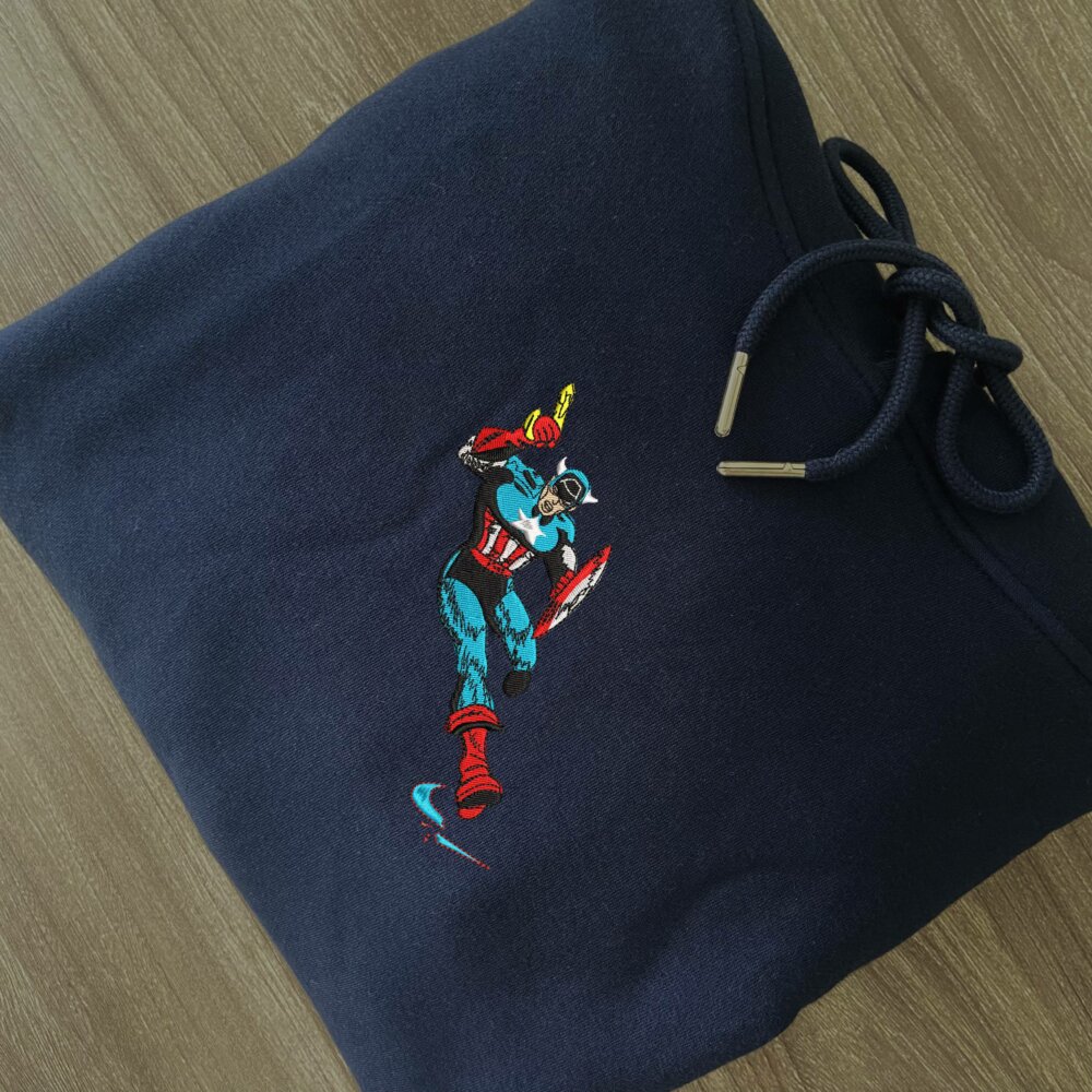 Golden Age Captain America Embroidered Hoodie Navy (2)