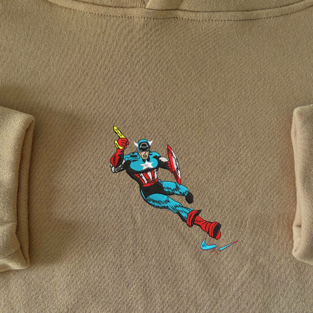 Golden Age Captain America Embroidered Hoodie Sand (1)