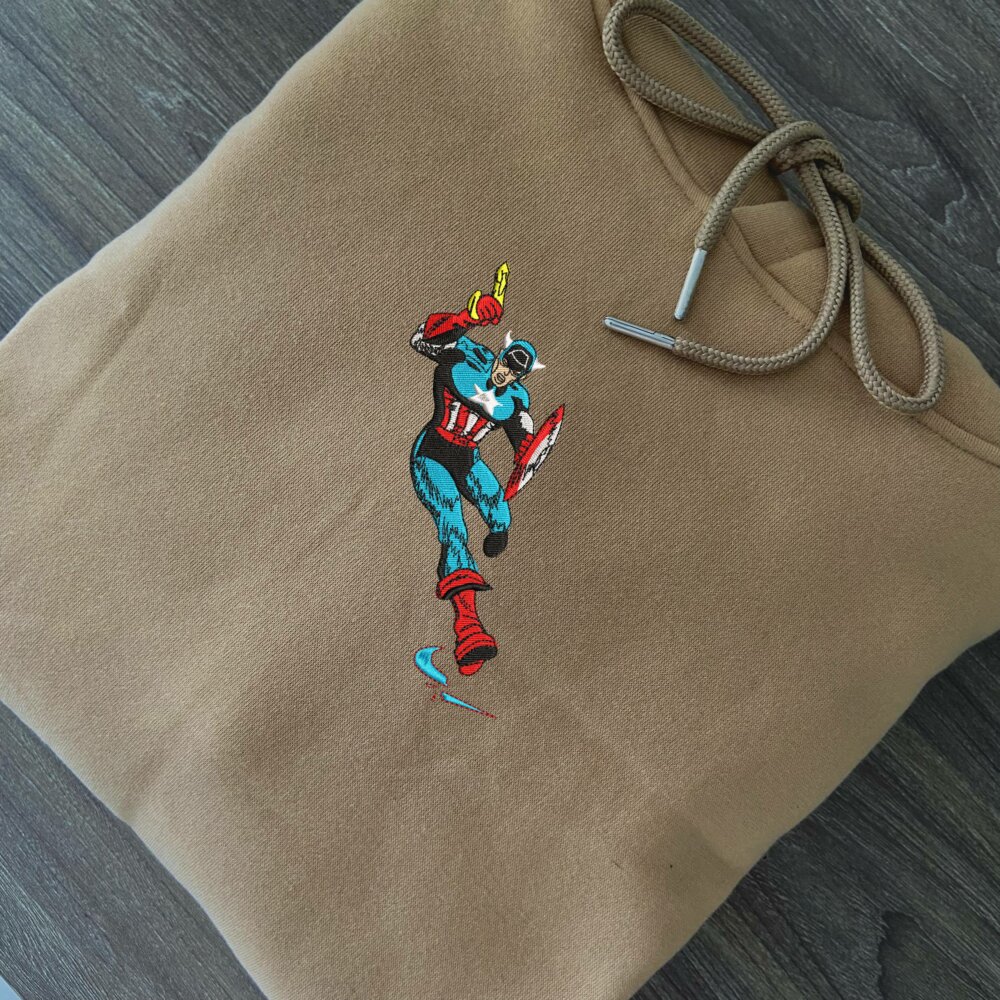 Golden Age Captain America Embroidered Hoodie Sand (2)
