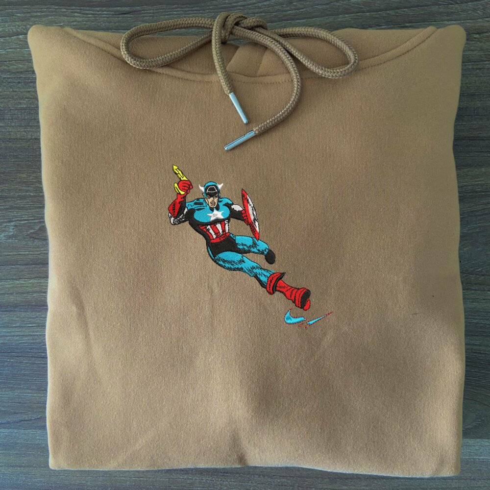 Golden Age Captain America Embroidered Hoodie Sand (3)