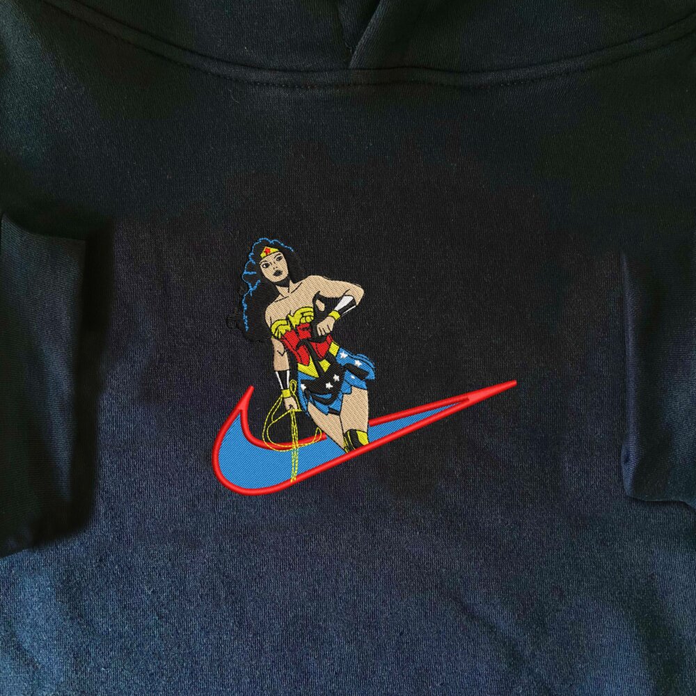 Golden Age Wonder Woman Embroidered Hoodie Navy (1)