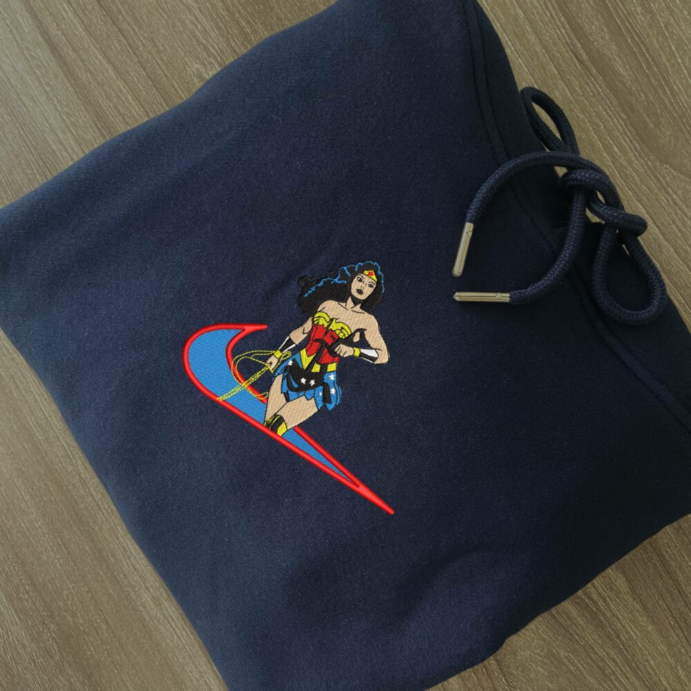 Golden Age Wonder Woman Embroidered Hoodie Navy (2)