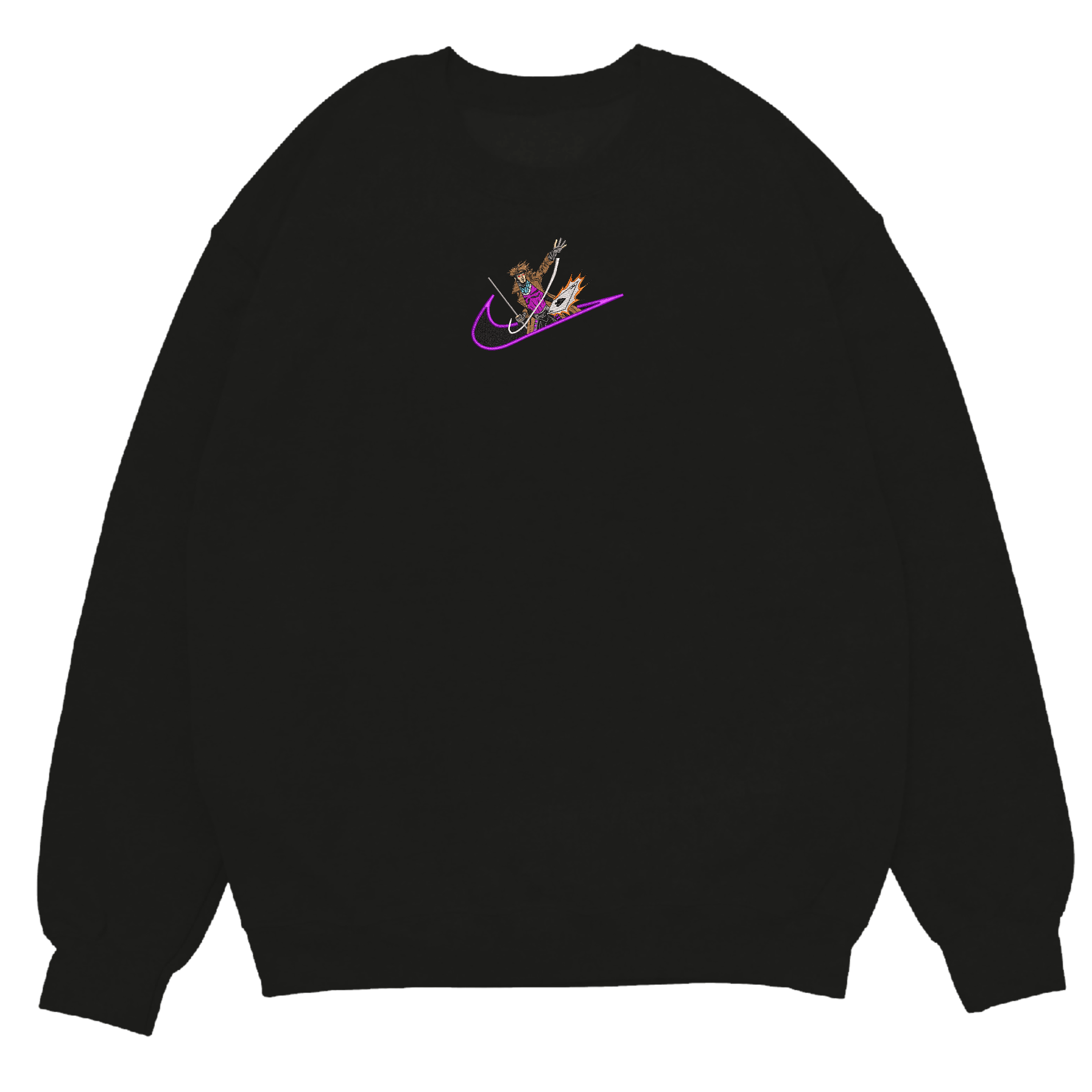 Kinetic Ace Embroidered Crewneck Sweatshirt 2 Kinetic Ace Embroidered Sweatshirt Black