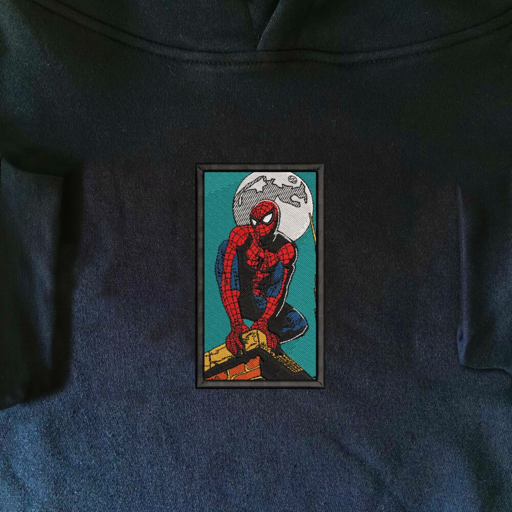 Moon Crawler Embroidered Hoodie navy (1)
