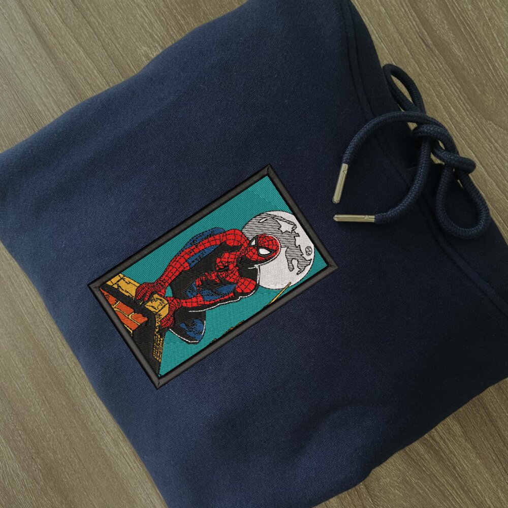 Moon Crawler Embroidered Hoodie navy (2)