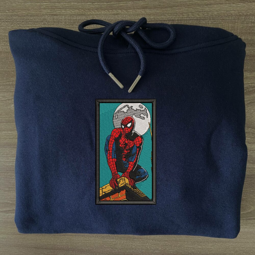 Moon Crawler Embroidered Hoodie navy (3)