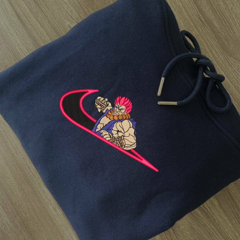 Raging Demon Embroidered Hoodie Navy (2)