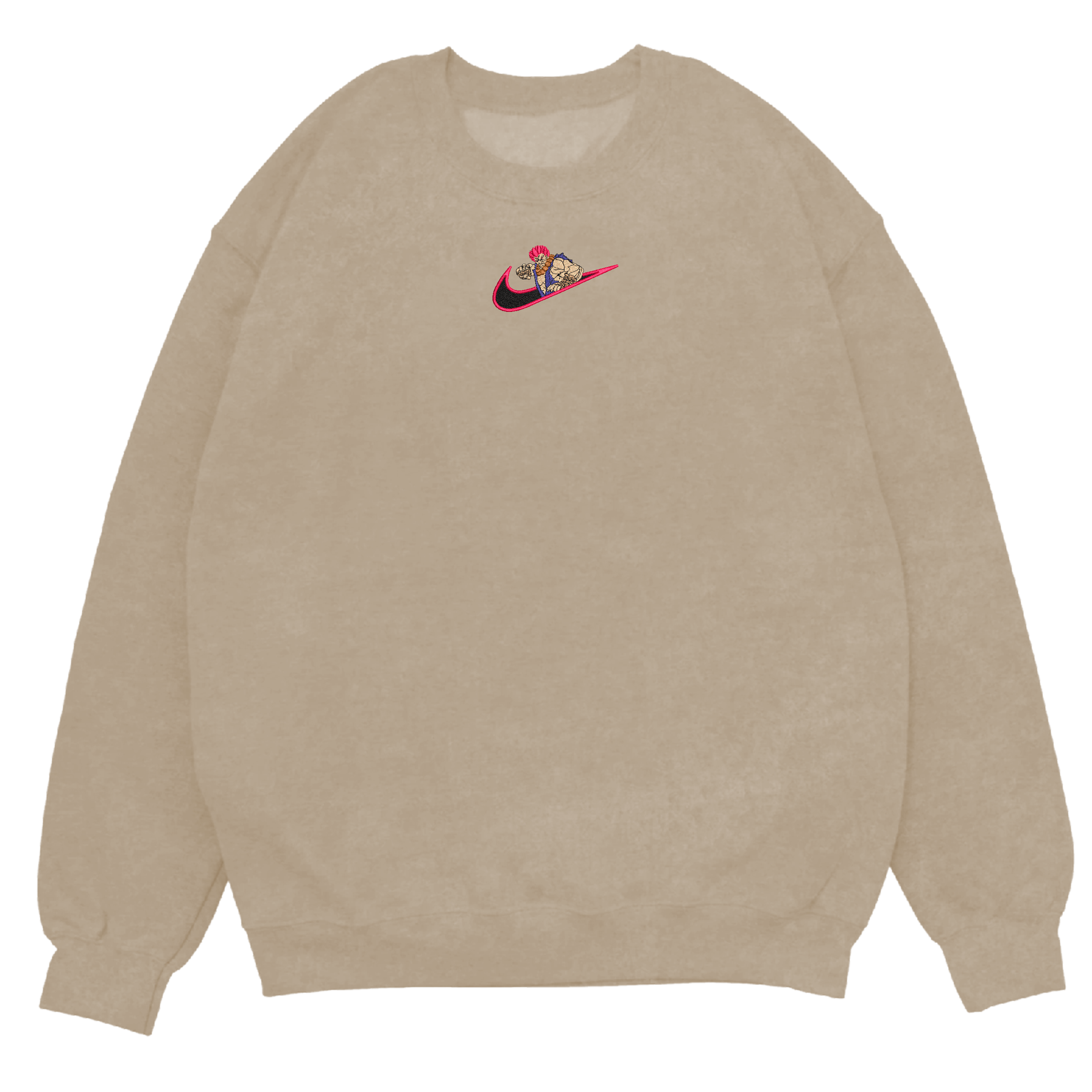 Raging Demon Embroidered Crewneck Sweatshirt 4 Raging Demon Embroidered Sweatshirt Sand