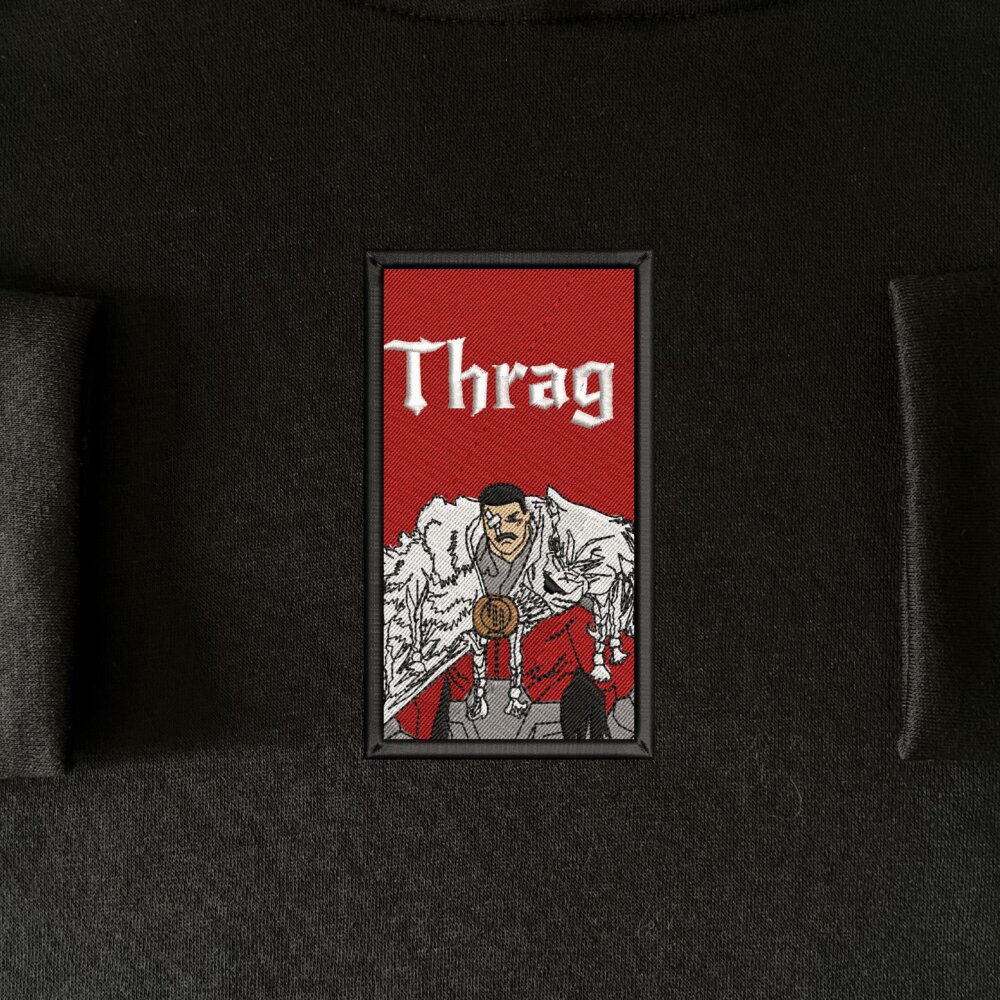 Thragg Art Embroidered Hoodie Black (1)