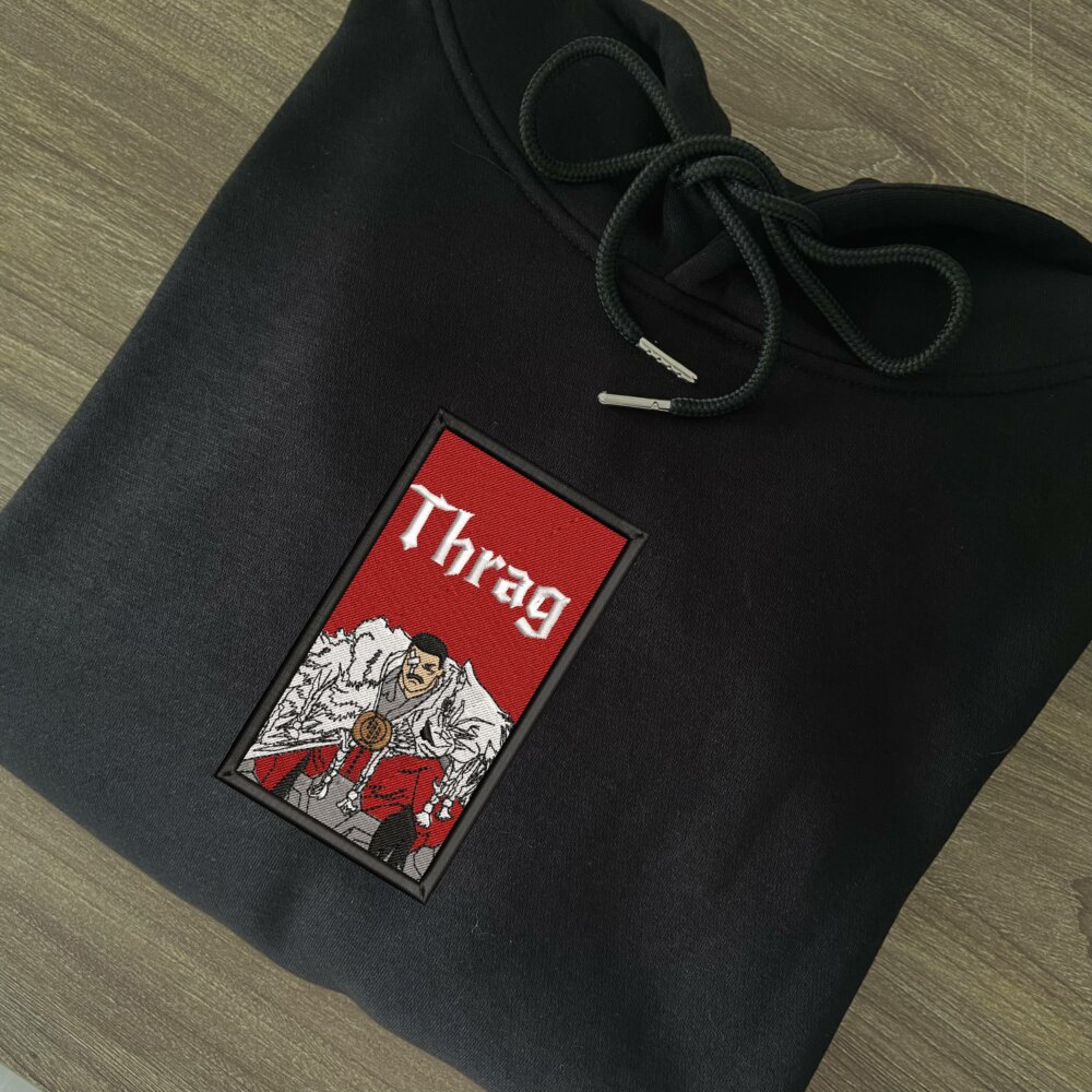 Thragg Art Embroidered Hoodie Black (2)