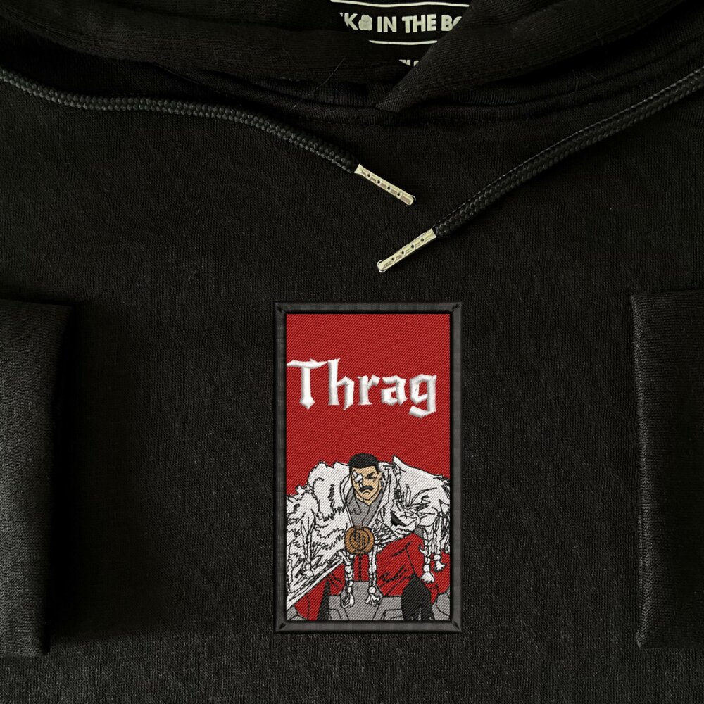 Thragg Art Embroidered Hoodie Black (4)