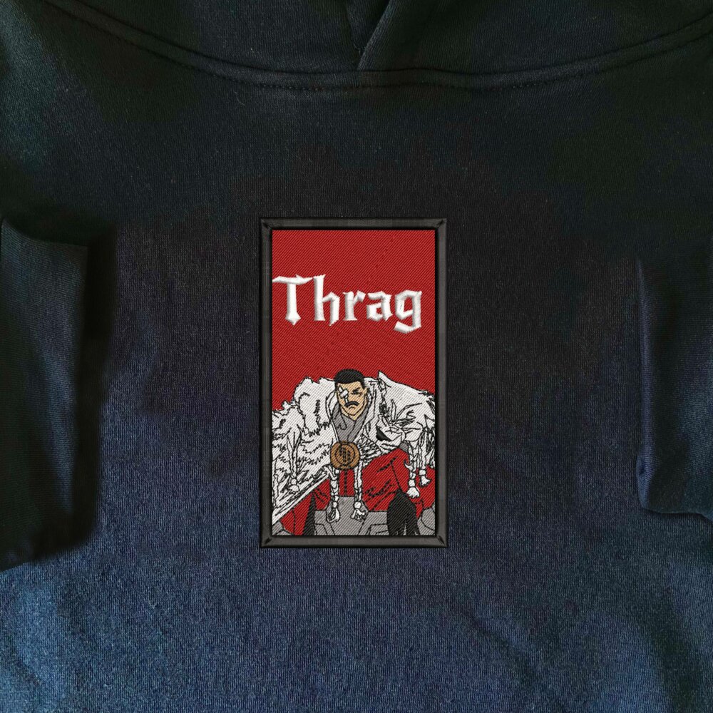 Thragg Art Embroidered Hoodie Navy (1)
