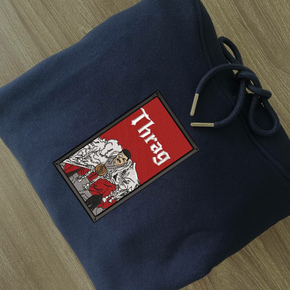 Thragg Art Embroidered Hoodie Navy (2)