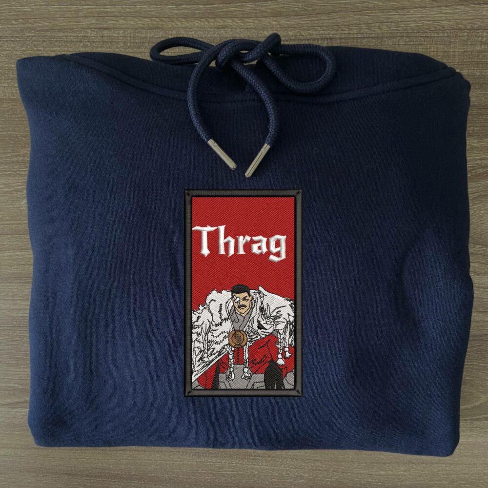 Thragg Art Embroidered Hoodie Navy (3)